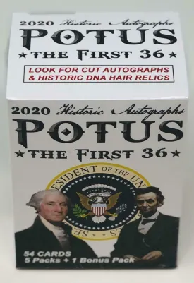 2020 Historic Autographs POTUS The First 36 Blaster Box 5 Packs   Bonus Pack Total 54 Cards