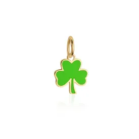 3 leaf Clover Charm Green Enamel Gold Mini