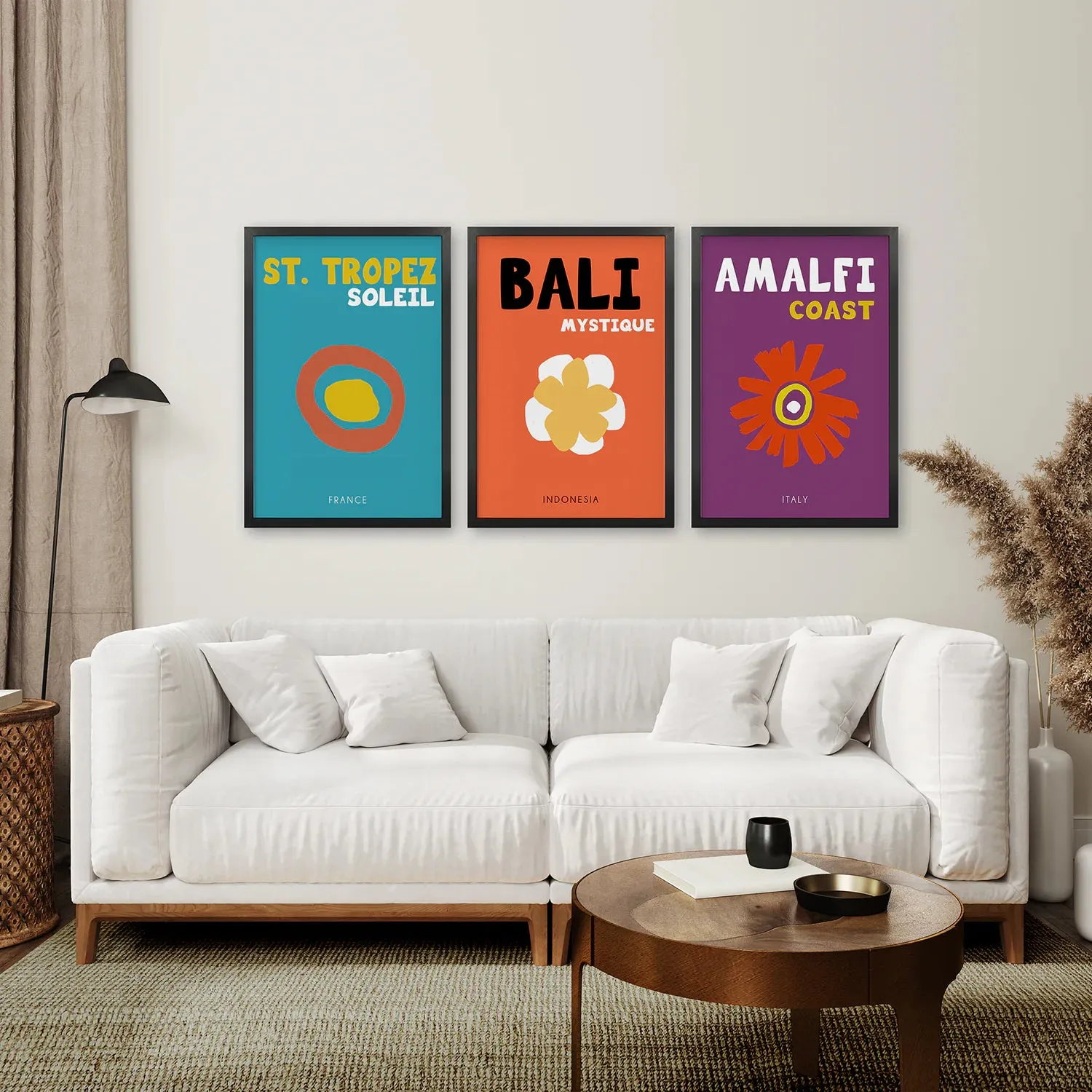 3 Piece Trendy Preppy Style Wall Art Set. Travel Theme