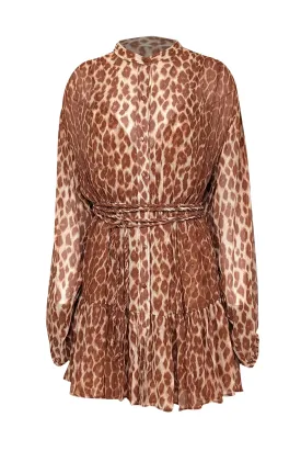 A.L.C. - Tan & Brown Leopard Print Silk Dress Sz 8