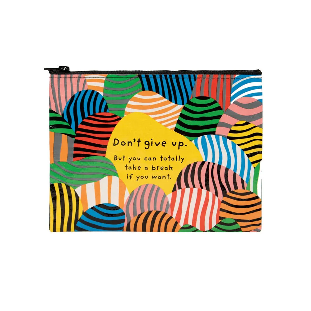 BLUE Q ZIPPER POUCH DONT GIVE UP