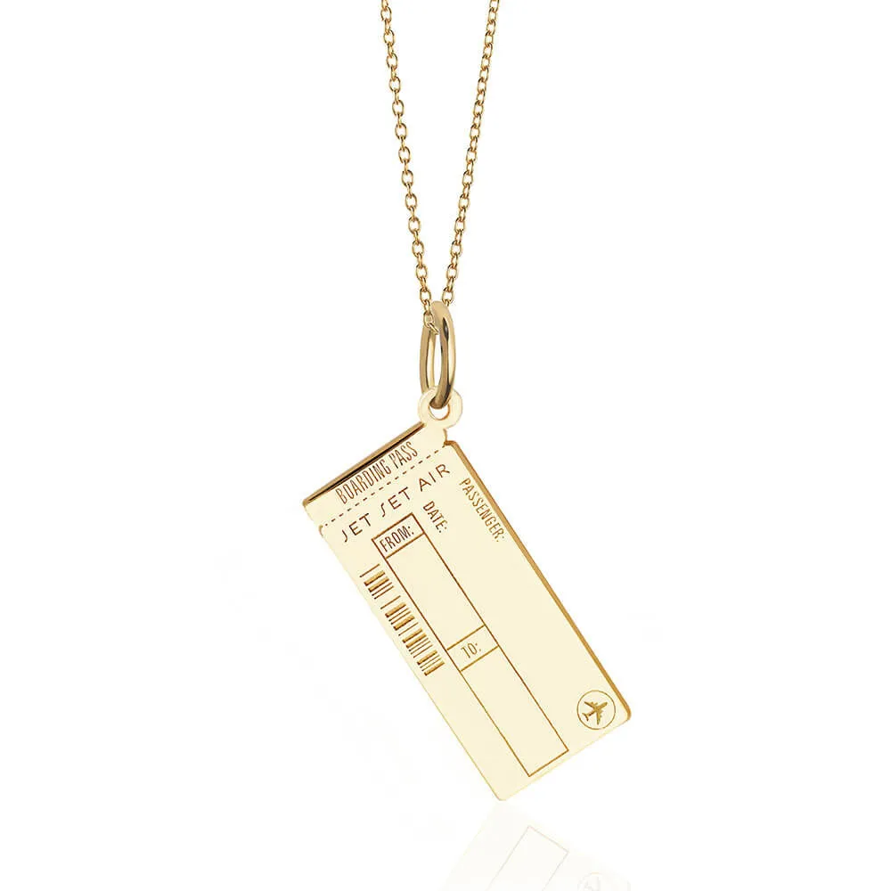 Boarding Pass Charm Solid Gold