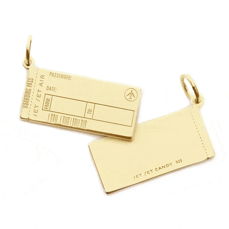 Boarding Pass Charm Solid Gold