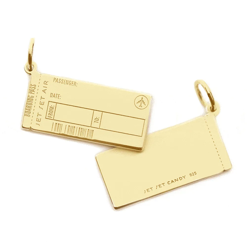 Boarding Pass Charm Solid Gold