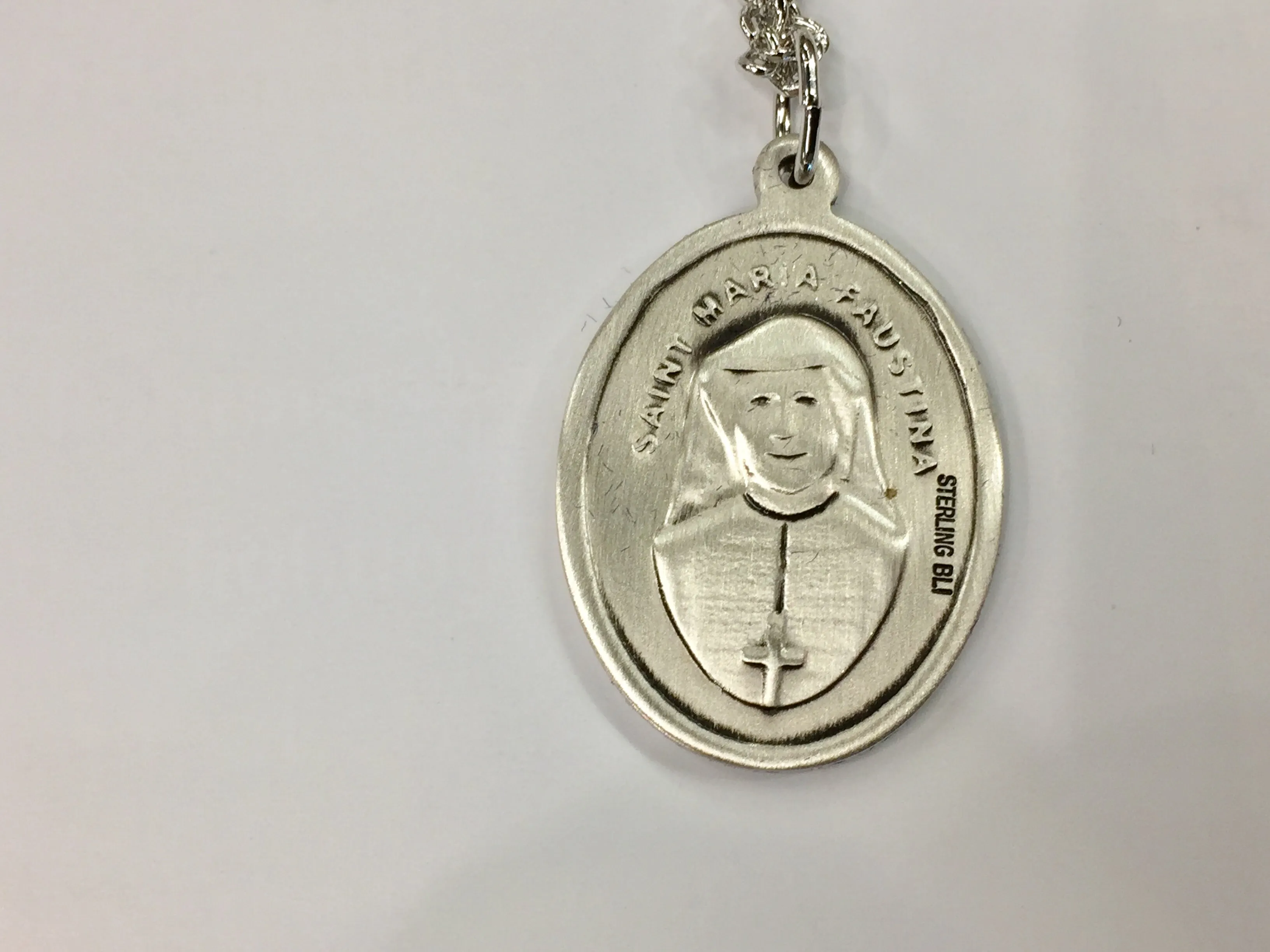 Divine Mercy Silver Pendant With Chain Religious