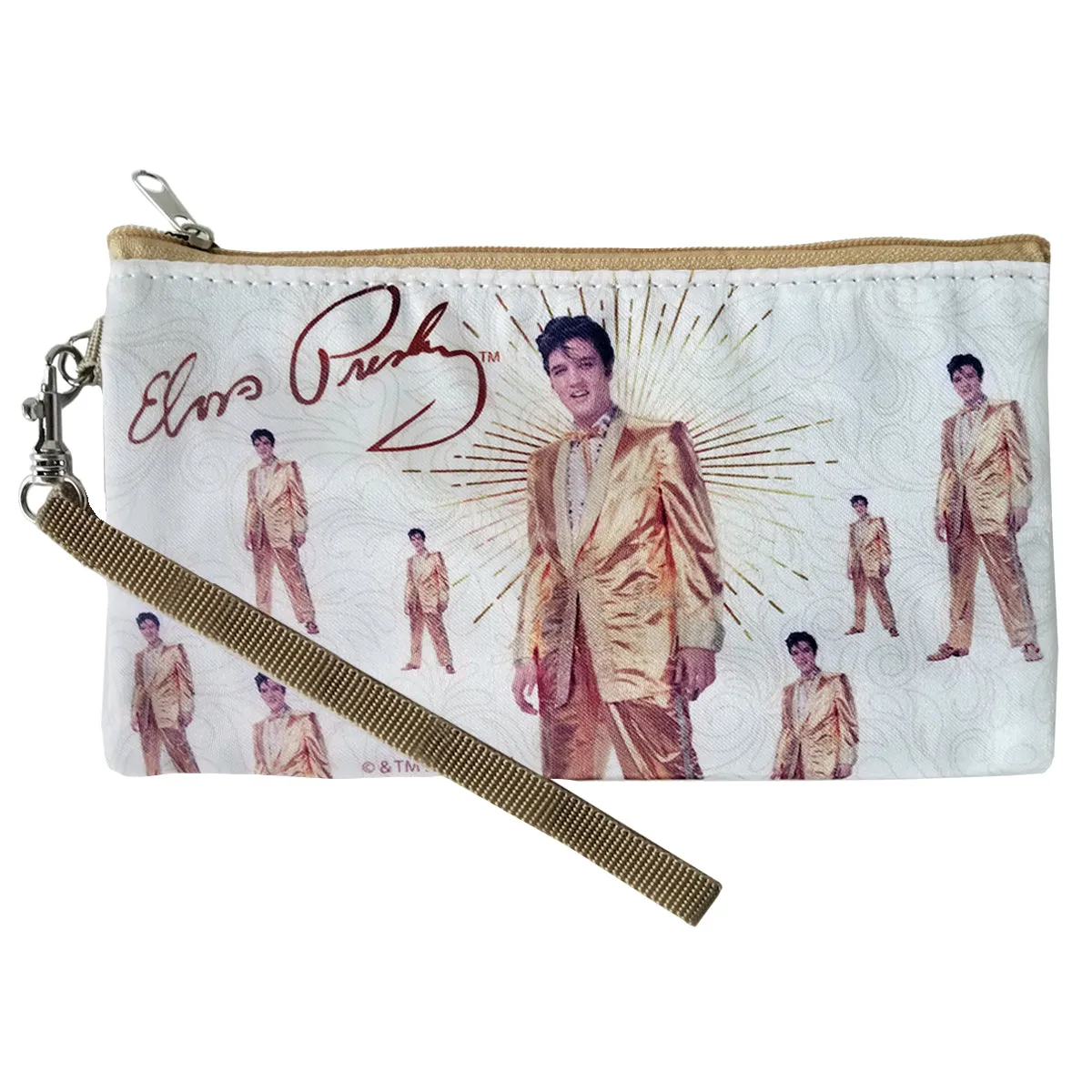 Elvis Repeat Gold Lame Wristlet