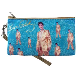 Elvis Repeat Gold Lame Wristlet