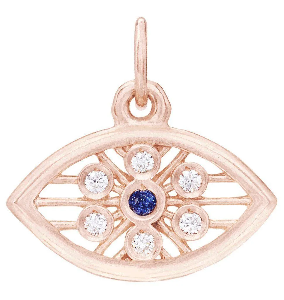 Evil Eye Mini Charm With Diamonds And Blue Sapphire