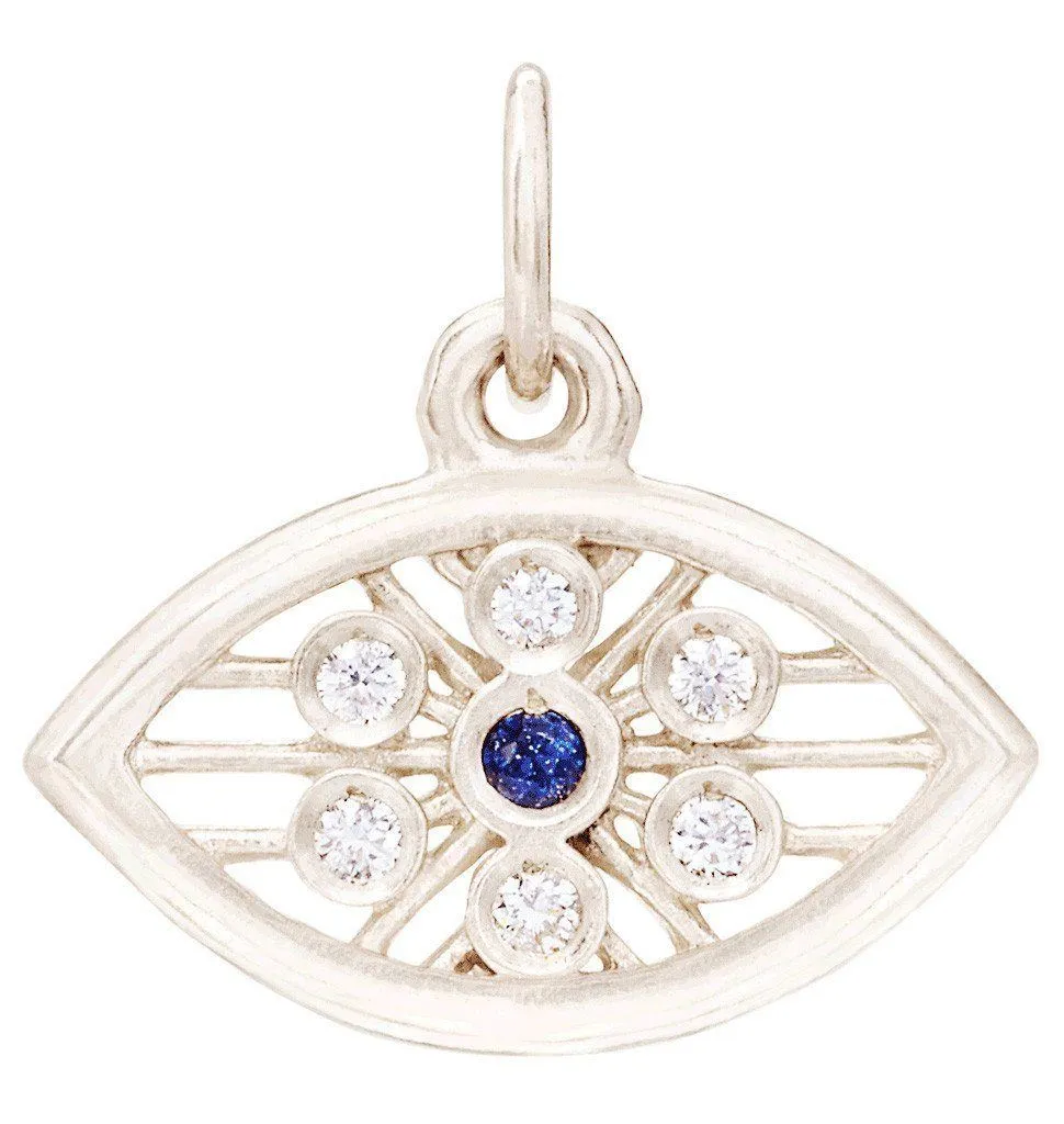 Evil Eye Mini Charm With Diamonds And Blue Sapphire