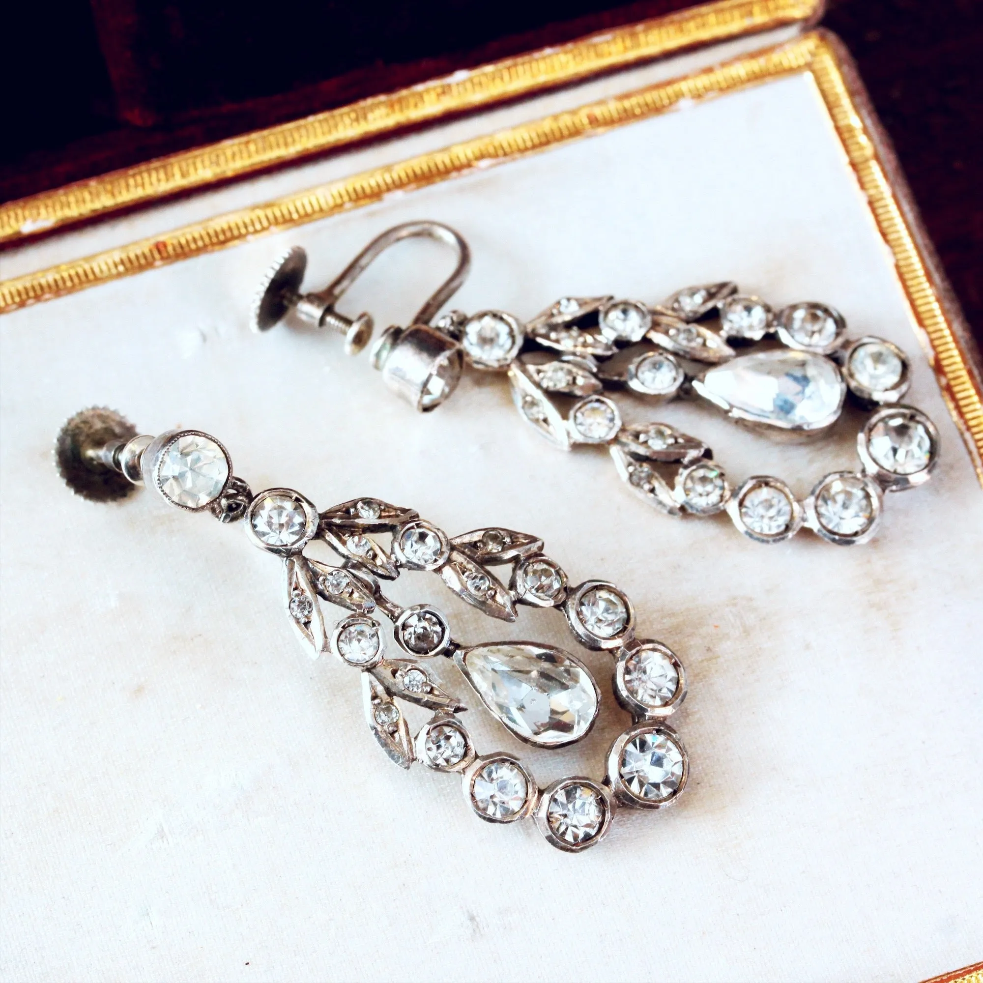 Gorgeous Georgian Style 1950's Paste Earrings