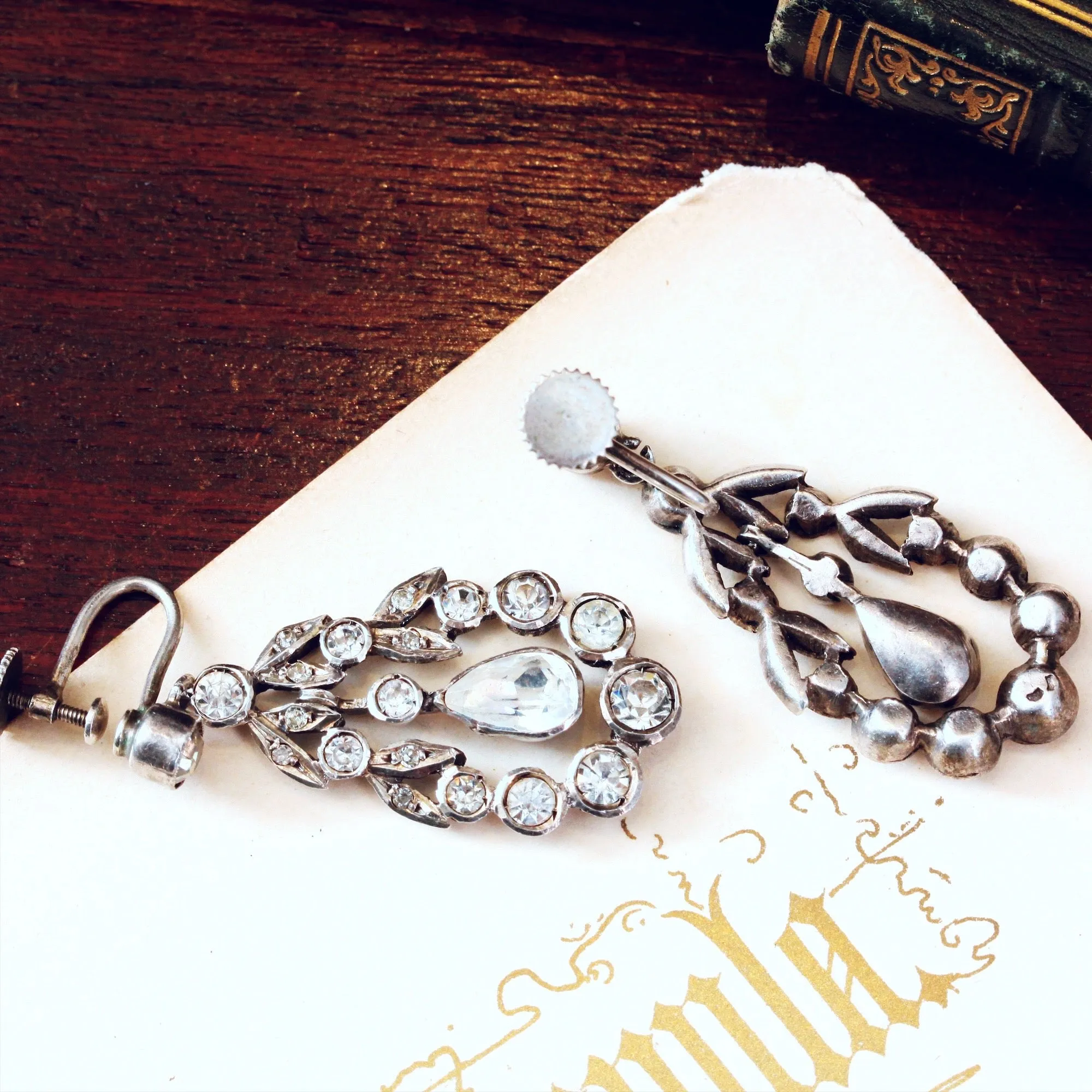 Gorgeous Georgian Style 1950's Paste Earrings