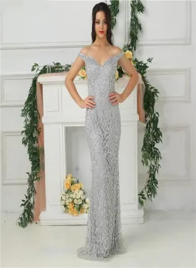 Jovanni Beading Off Shoulder Evening Gown