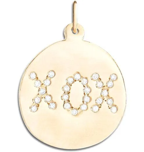 Large "XOX" Disk Charm Pave Diamonds