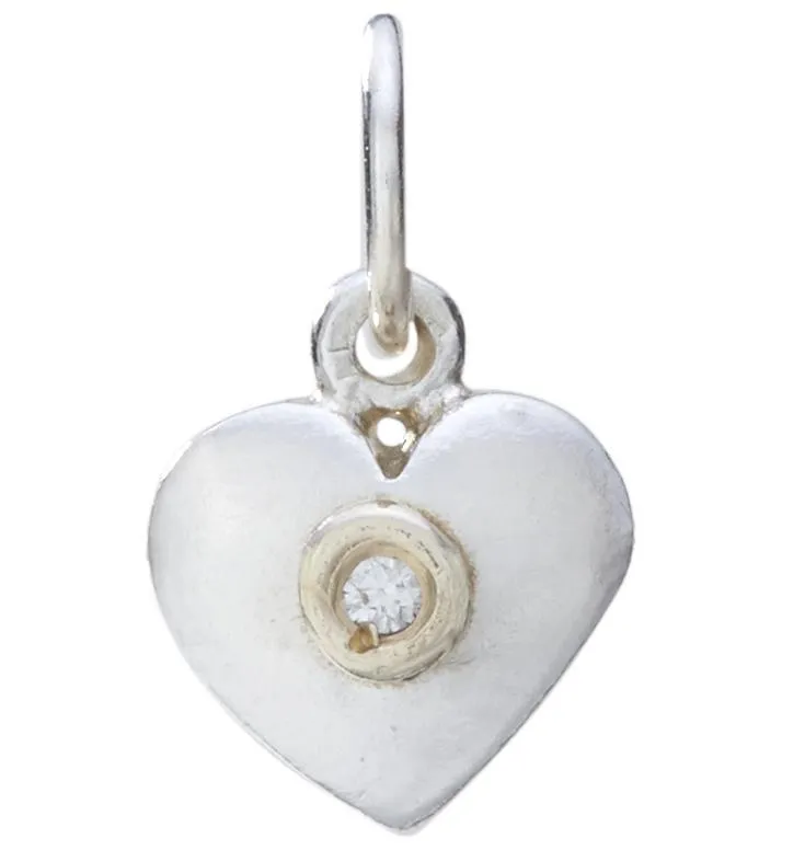 Medium Puffy Heart Charm With Diamond