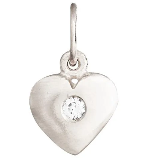 Medium Puffy Heart Charm With Diamond