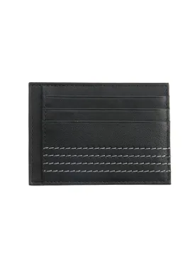 Men's Contrast Stitch Pebble Grain Leather Card Holder with RFID Blocking