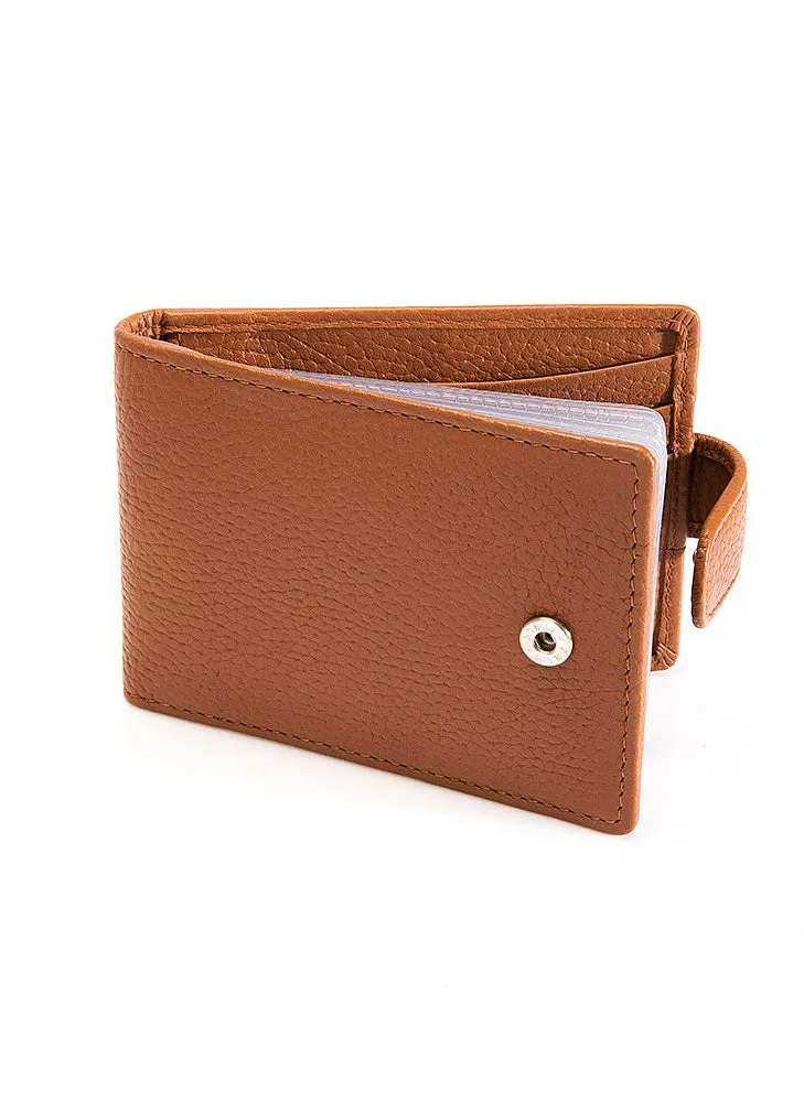 Men's Pebble Grain Leather Card Holder with RFID Blocking and Tab