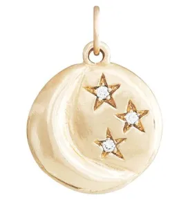 Moon And 3 Stars Charm With 3 Diamonds