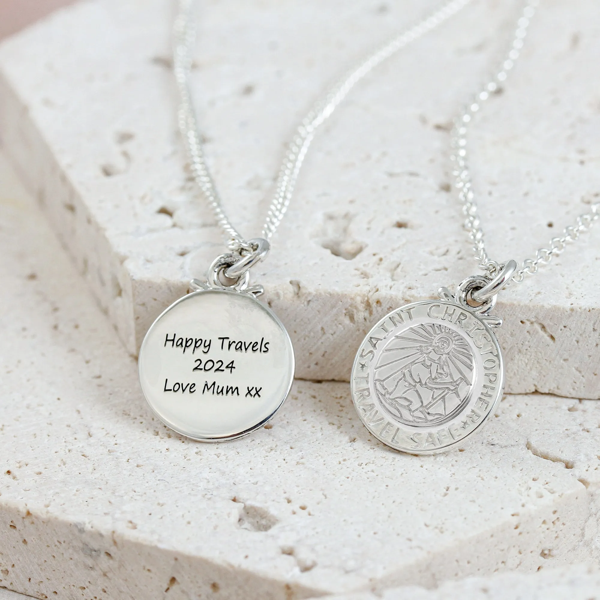 Personalised St Christopher Silver Necklace