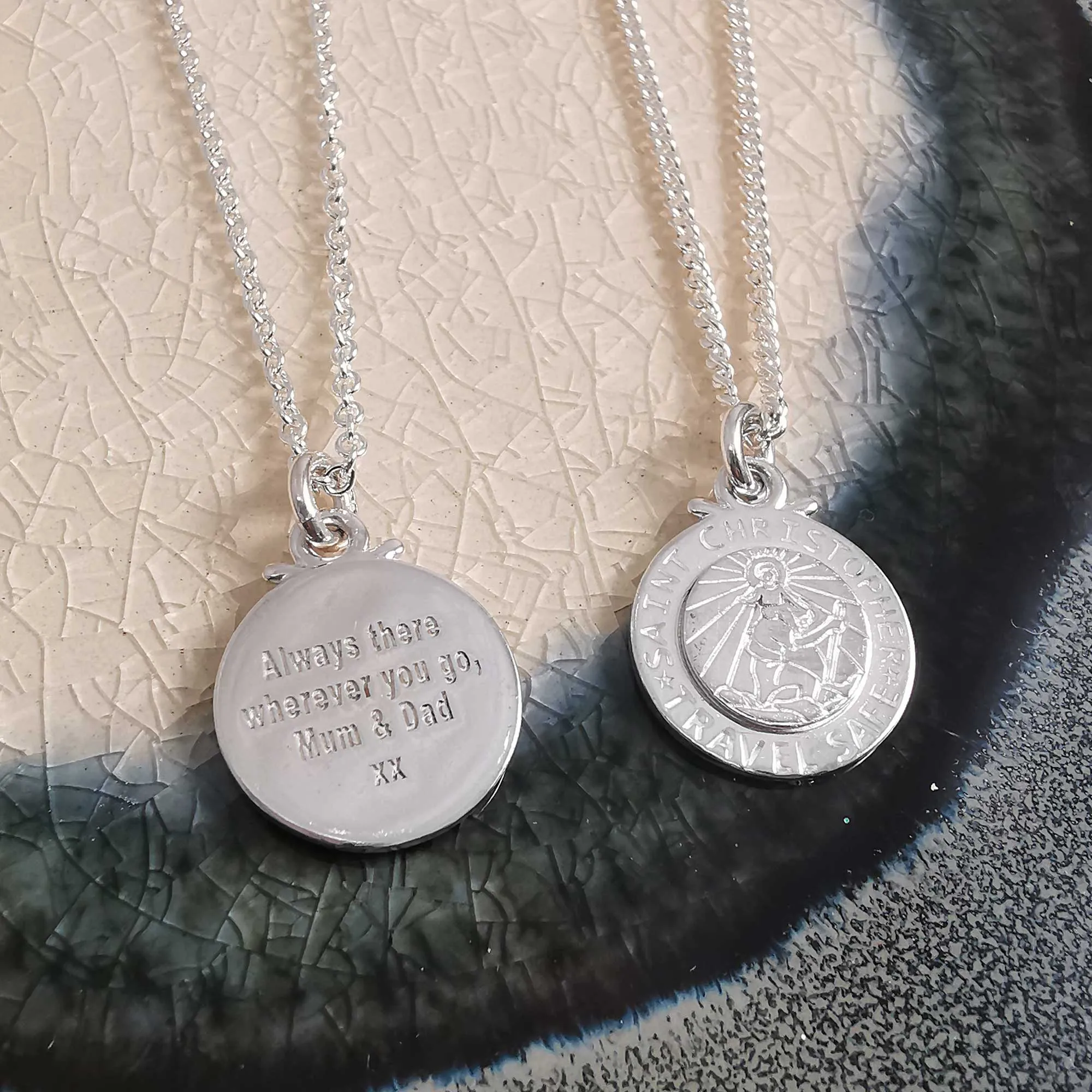 Personalised St Christopher Silver Necklace