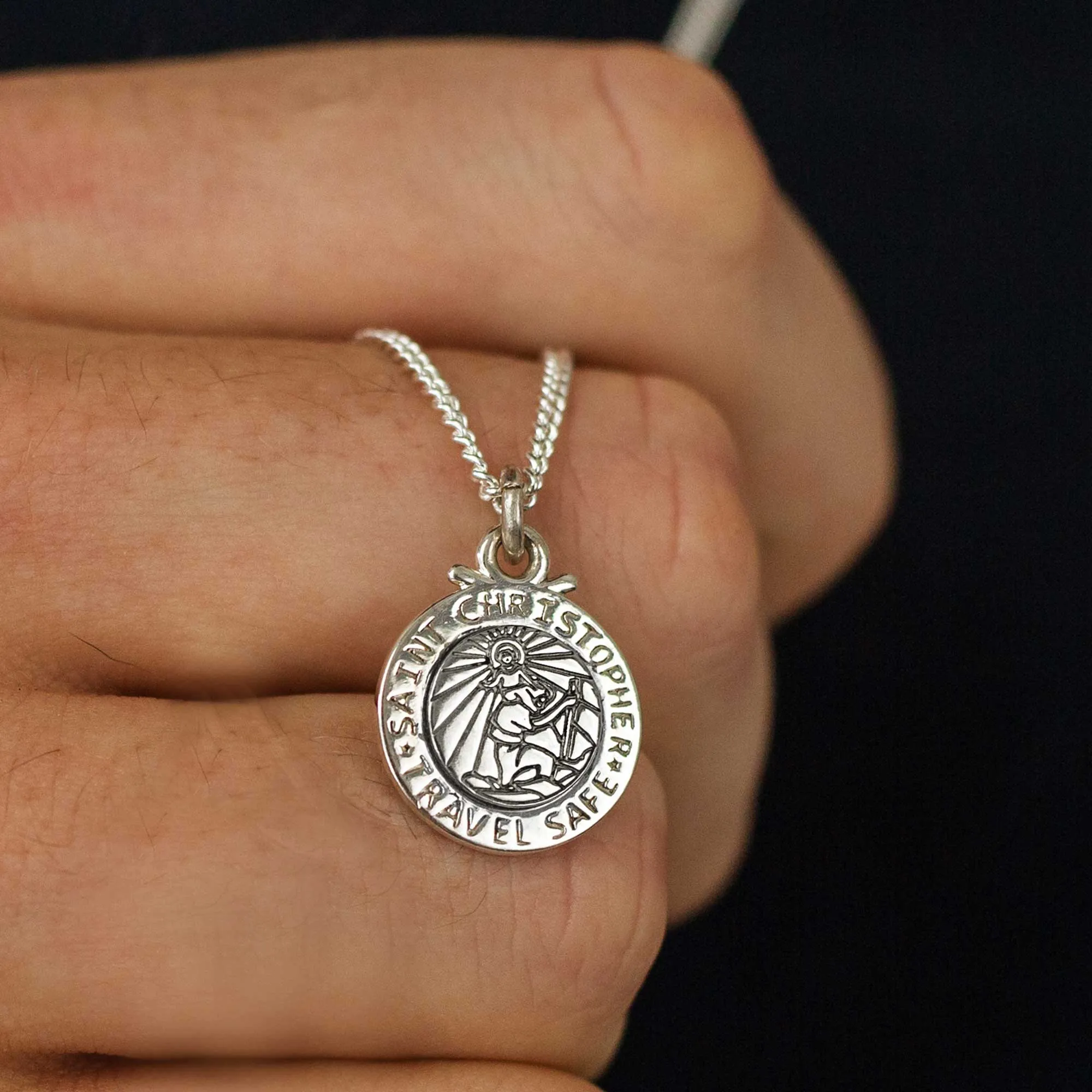 Personalised St Christopher Silver Necklace