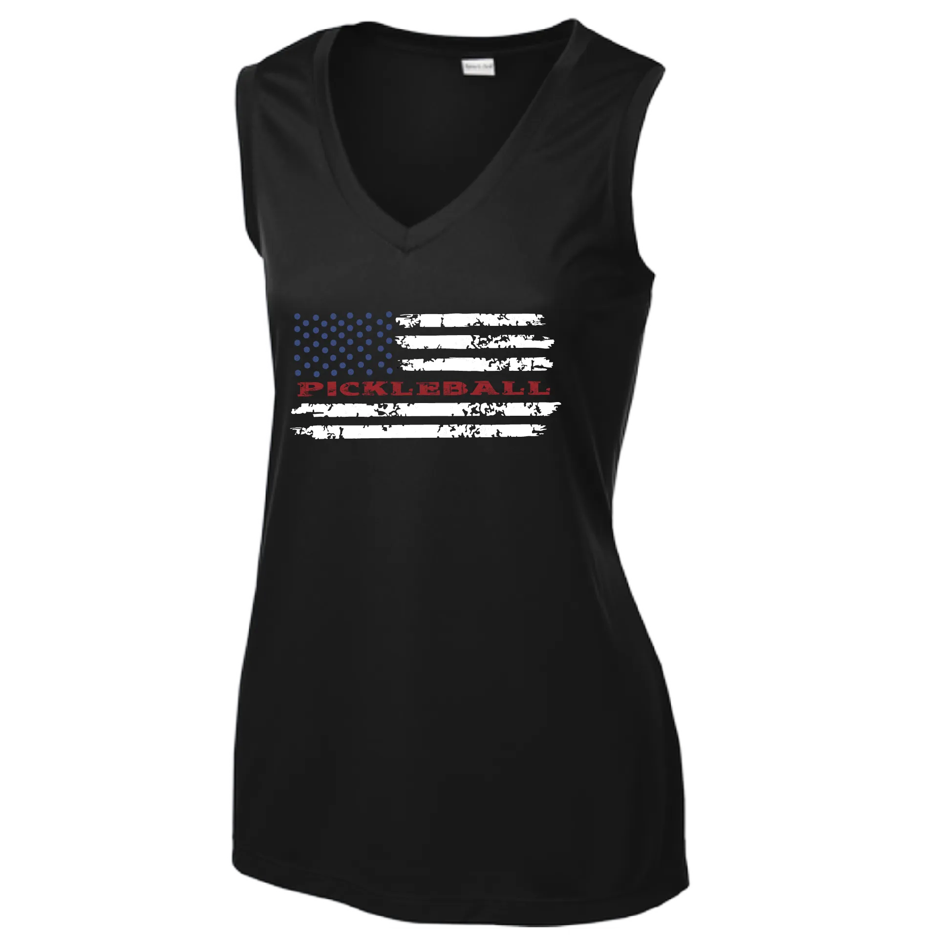 Pickleball Flag Horizontal (Customizable) | Women’s Sleeveless Athletic Shirt | 100% Polyester