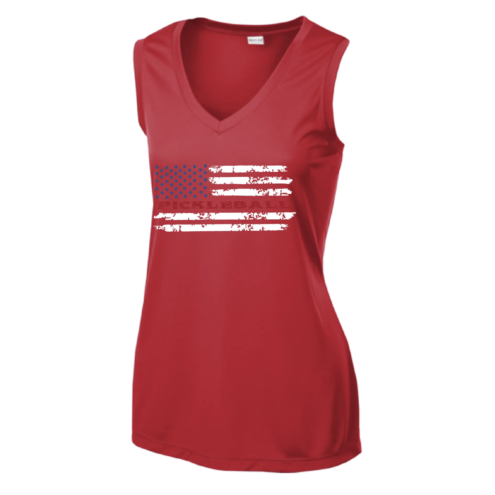 Pickleball Flag Horizontal (Customizable) | Women’s Sleeveless Athletic Shirt | 100% Polyester