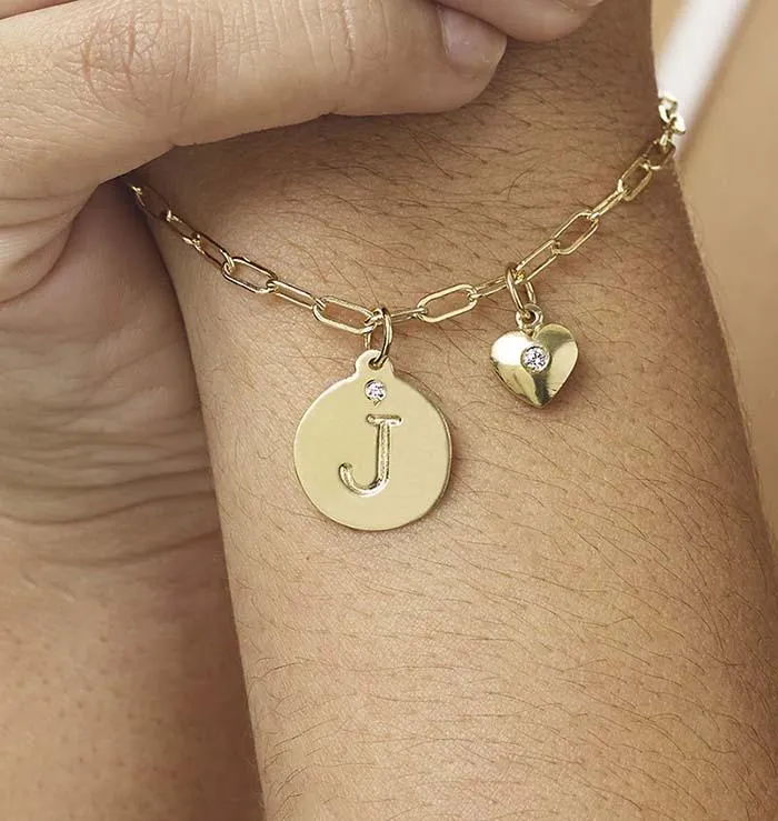 "O" Alphabet Charm With Diamond