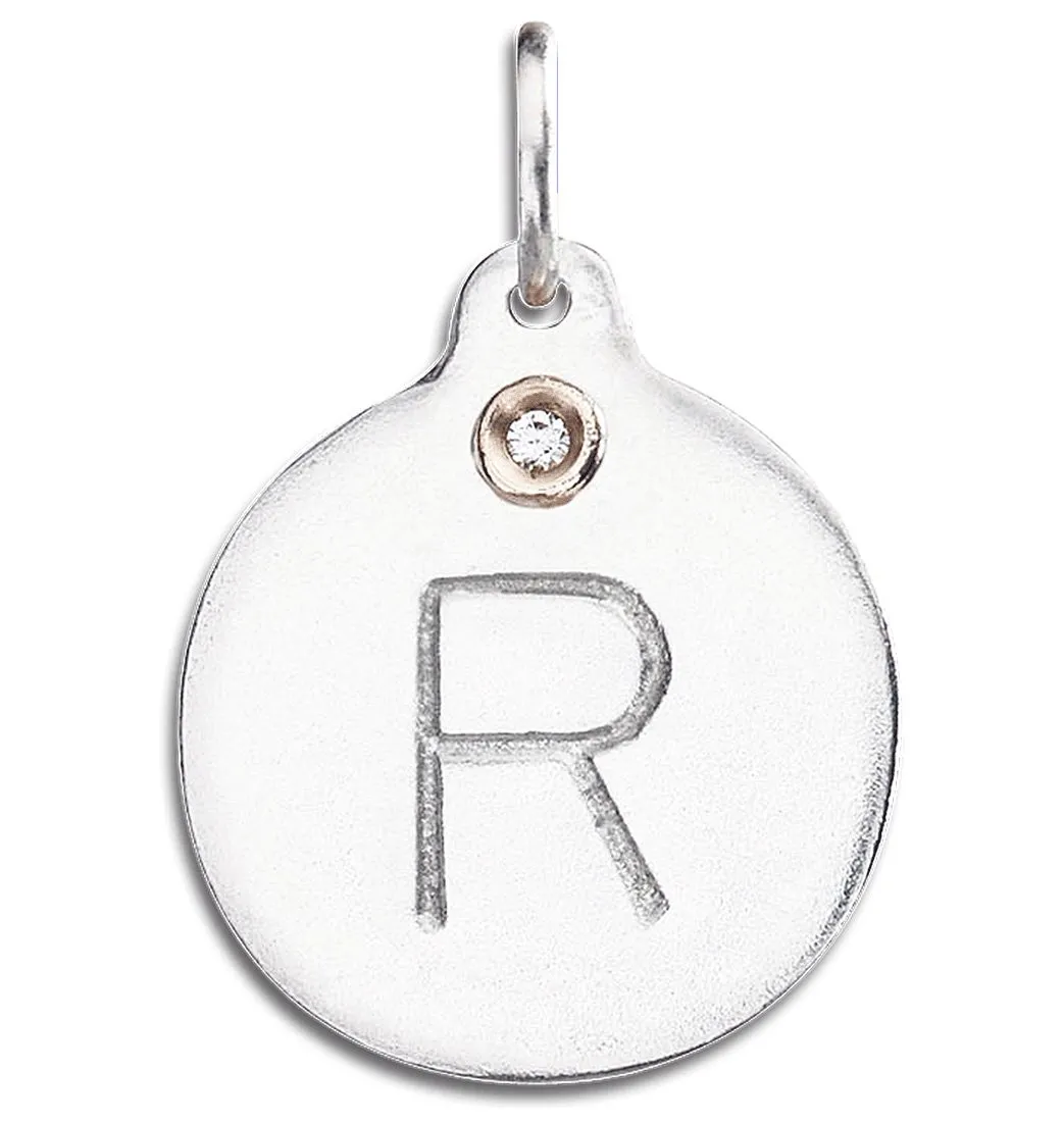 "R" Alphabet Charm With Diamond