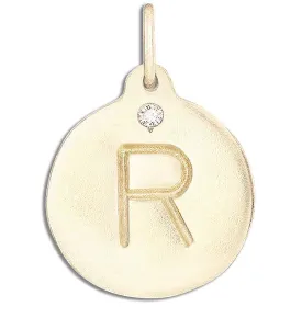 "R" Alphabet Charm With Diamond