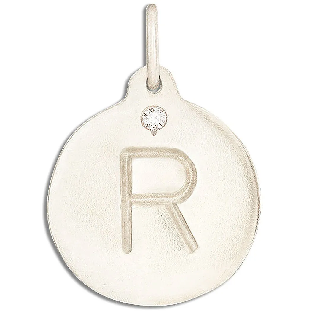 "R" Alphabet Charm With Diamond