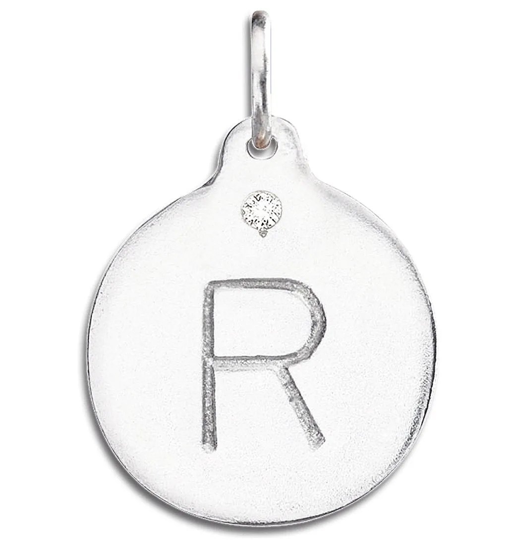 "R" Alphabet Charm With Diamond