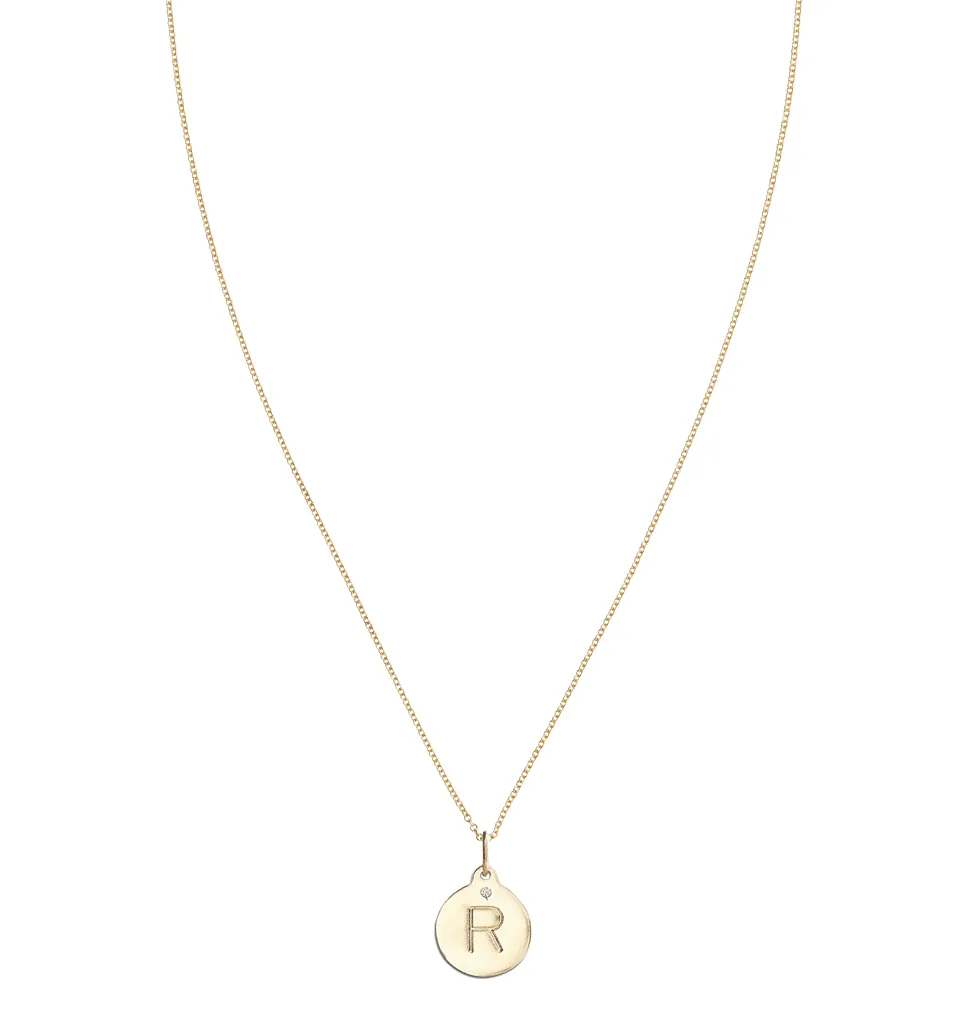 "R" Alphabet Charm With Diamond