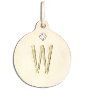 "W" Alphabet Charm With Diamond