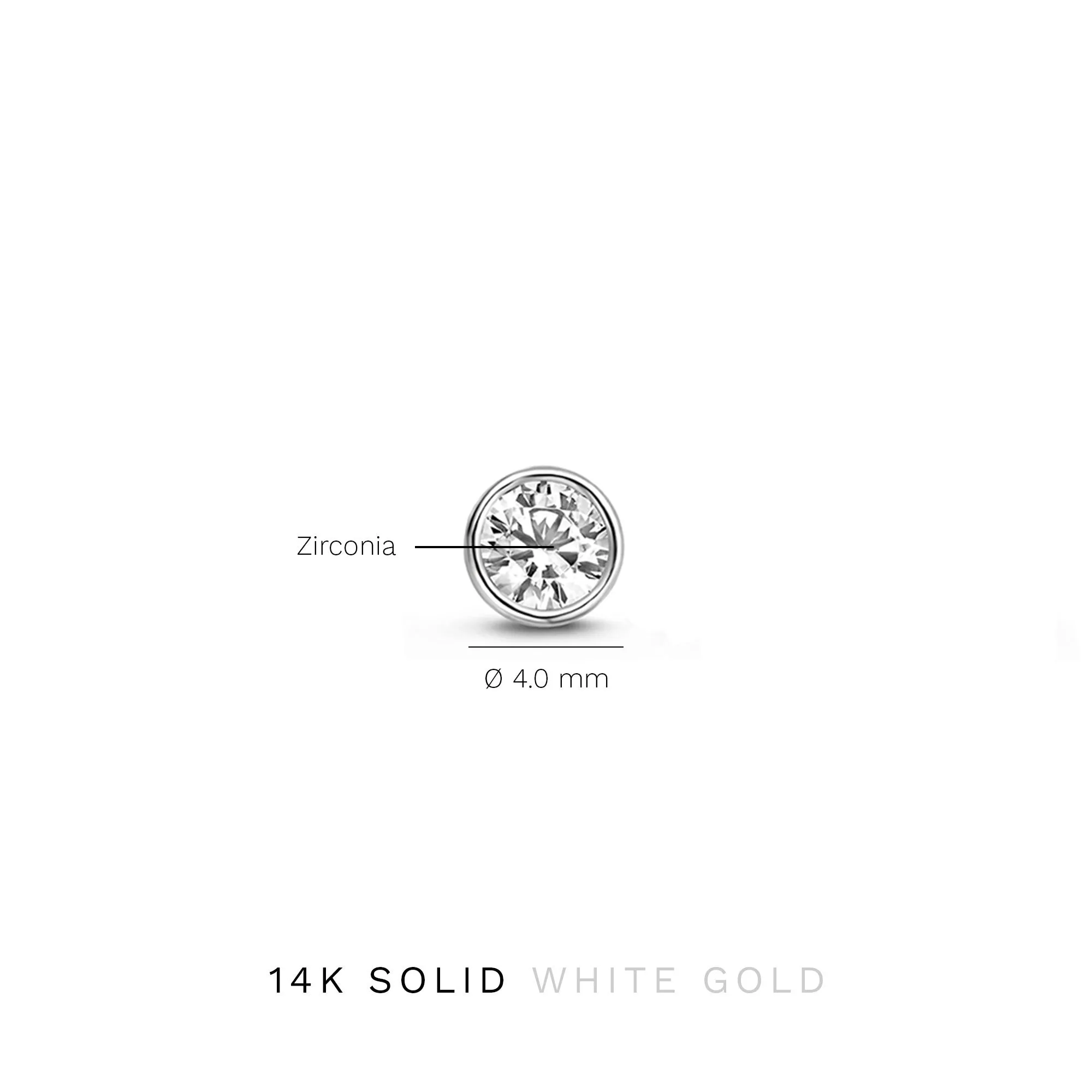 Saint Germain Juliette 14 karat white gold ear studs with zirconia stone