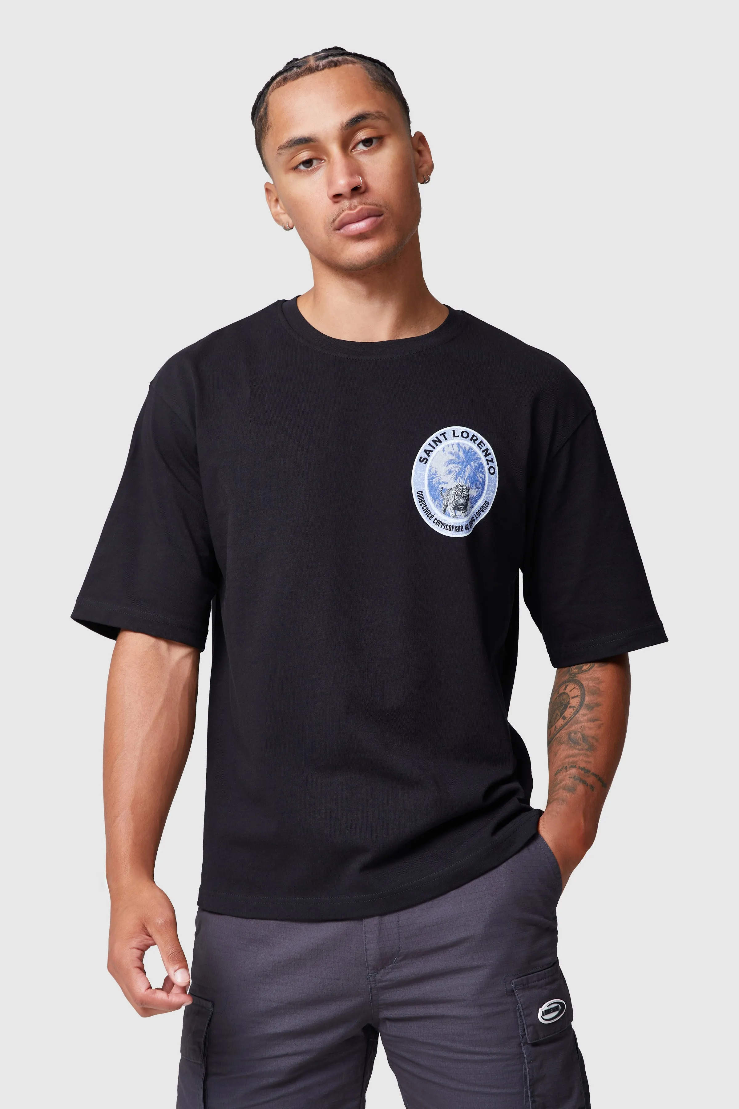 SAINT LORENZO STAMP TEE - BLACK