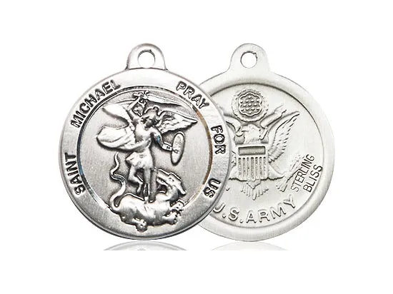 Saint Michael United States Army Medal With 24 Inch Silver Curb Chain Religious