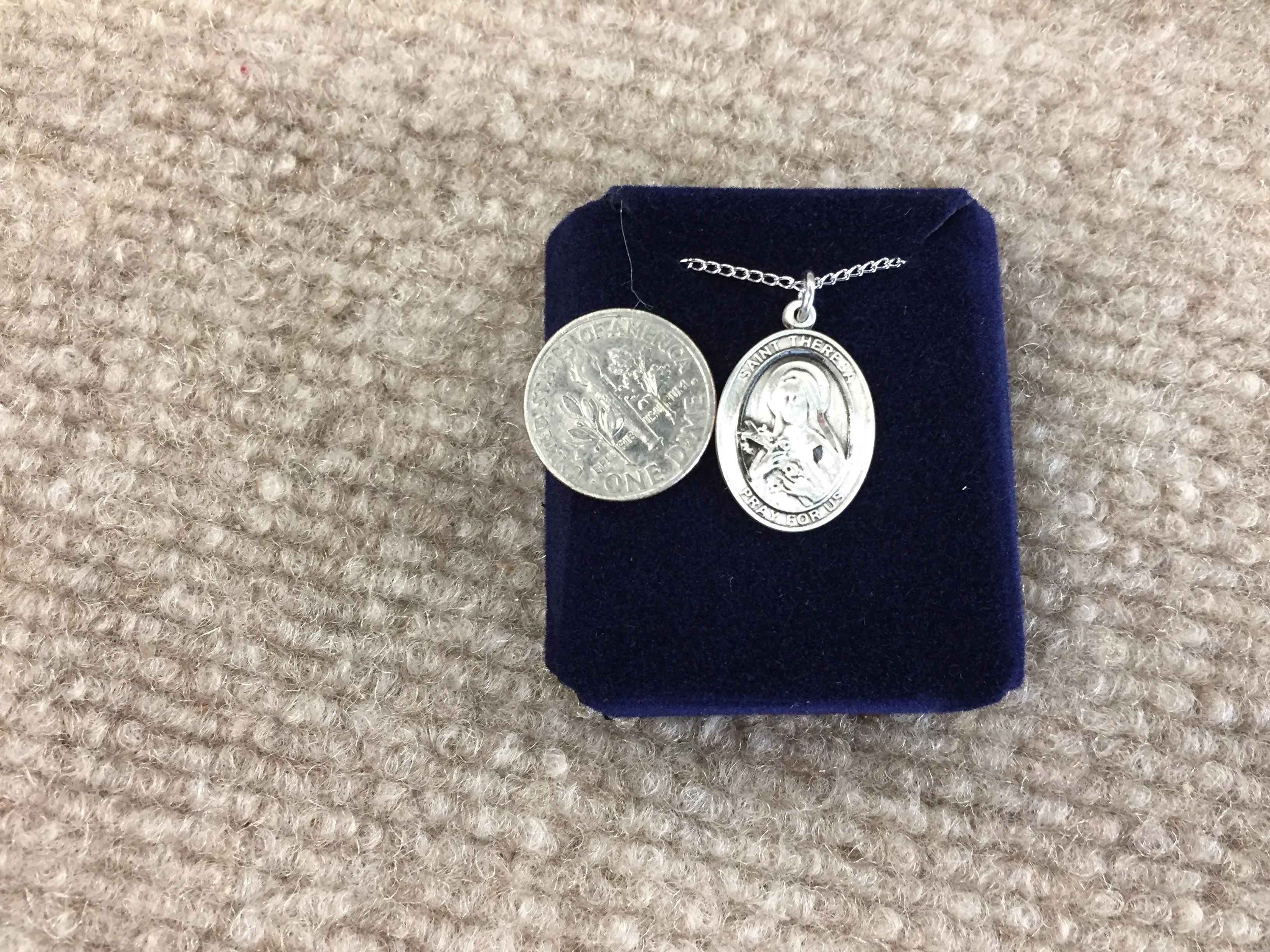 Saint Theresa Sterling Silver Medal With 18 Inch Chain Religious