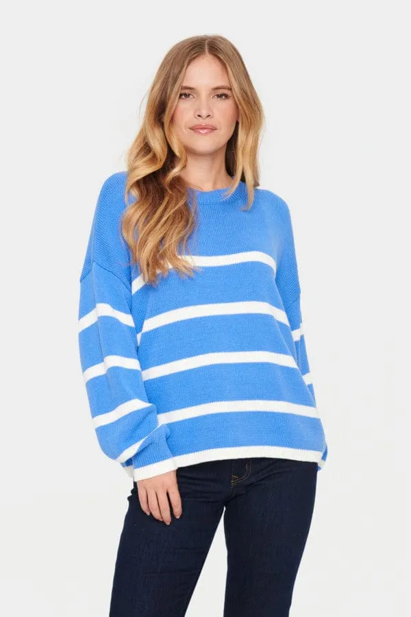 Saint Tropez Stripe Cotton Jumper Blue White