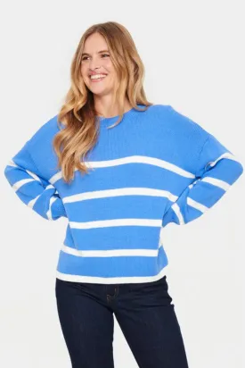 Saint Tropez Stripe Cotton Jumper Blue White