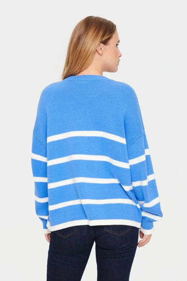 Saint Tropez Stripe Cotton Jumper Blue White