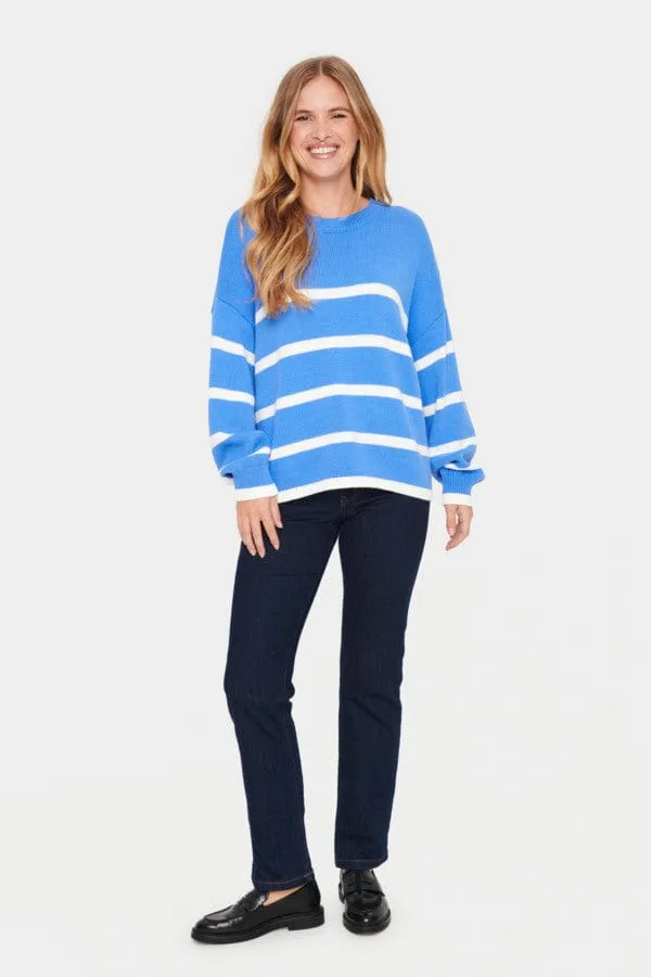 Saint Tropez Stripe Cotton Jumper Blue White