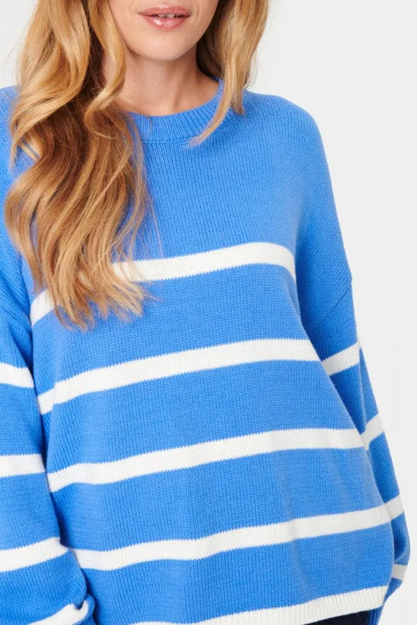 Saint Tropez Stripe Cotton Jumper Blue White