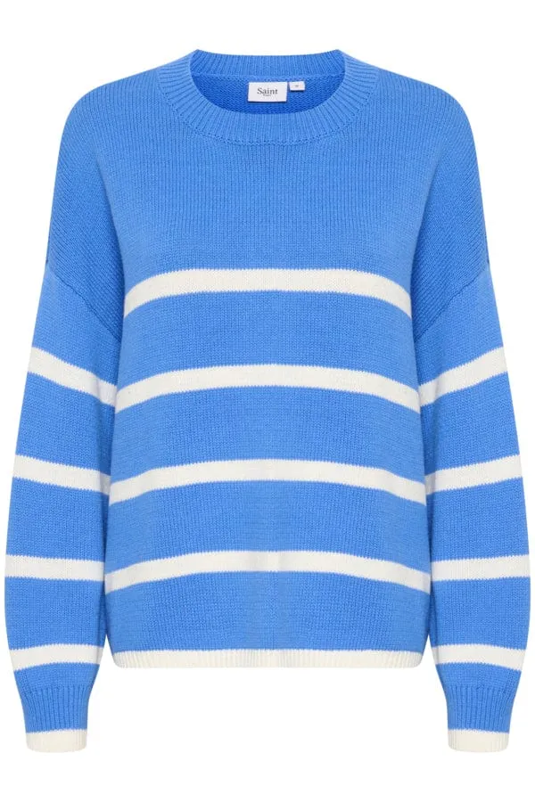 Saint Tropez Stripe Cotton Jumper Blue White