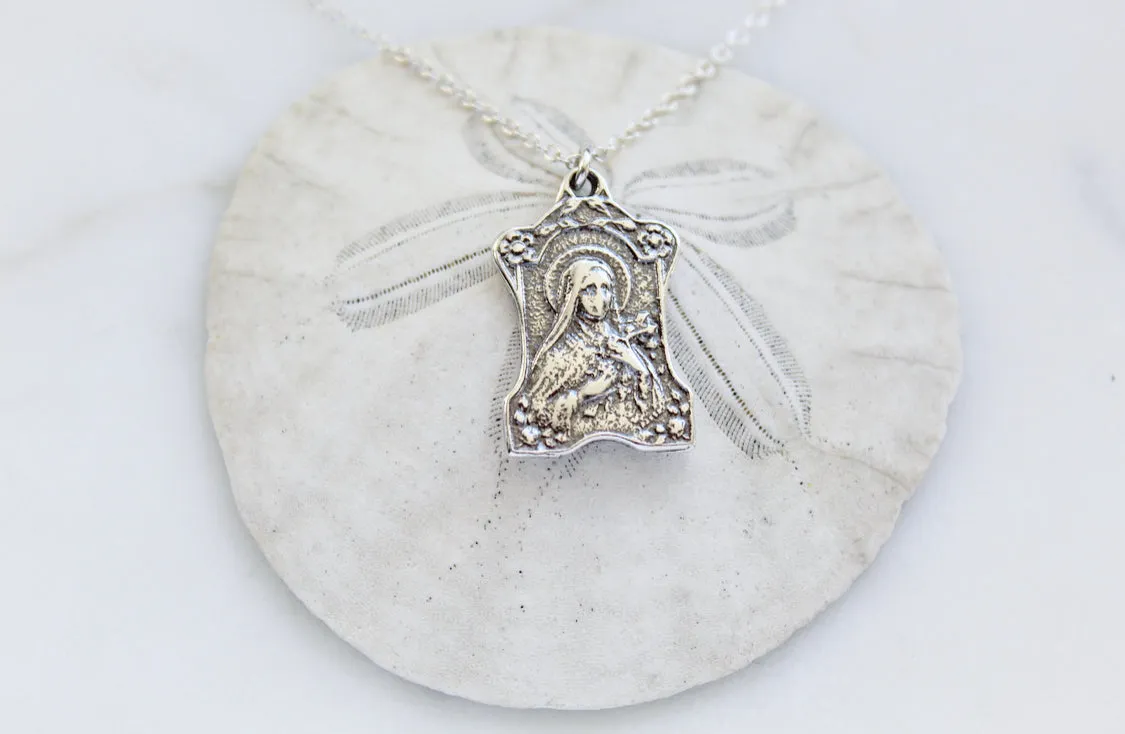 St. Therese of Lisieux Necklace in 925 Sterling Silver