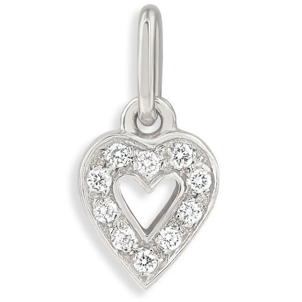 Tiny Heart Cutout Charm Pave Diamonds