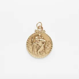 Vintage 9k Solid Yellow Gold St. Christopher Pendant