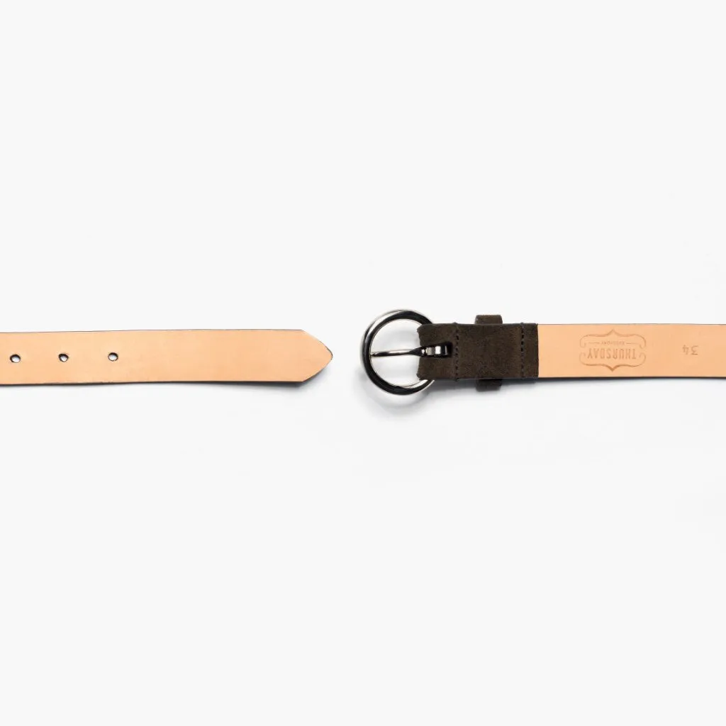 Women's Circle Leather Belt | Dark Olive Suede